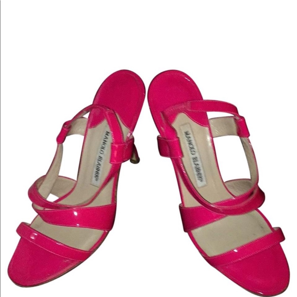 Hot Pink Manolo Blahnik Heel Strappy Sandal